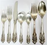 Lot #1015, WALLACE 'GRAND BAROQUE' STERLING FLATWARE, 74 PIECES (SERVICE FOR TWELVE)