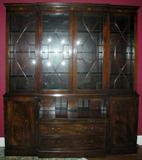 Lot #1042, BAKER FURNITURE CO. MAHOGANY BREAKFRONT, GEORGIAN STYLE, H 85", W 75", D 16"