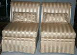 Lot #1111, SHERRILL SILK UPHOLSTERED ARMLESS CHAIRS, PAIR