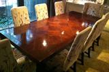 Lot #1158, OAK DINING TABLE & CHAIRS (12), W 45", L 75", WITH TWO LEAVES