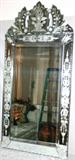 Lot #1164, VENETIAN STYLE GLASS MIRROR, 44" X 20 3/4"