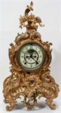 Lot #1170, LOUIS XV STYLE GILT METAL MANTEL CLOCK BY ANSONIA, EARLY 20TH C., H 19"