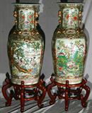Lot #1188, CHINESE PORCELAIN PALACE URNS, PAIR, H 37", DIA 18"