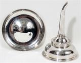 Lot #1233, GEORGE III STERLING WINE FUNNEL BY SMITH & HAYTER, LONDON, 1799-1800, H 5", & STERLING TRAY, DIA 4"