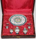 Lot #1332, LIMOGES PORCELAIN MINIATURE TEA SET, C. 1900, EIGHT PIECES, ENCASED