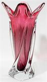 Lot #1355, CONTEMPORARY BLOWN CRANBERRY GLASS VASE, H 11 1/2"