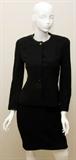 Lot #1382, CHANEL BOUTIQUE BLACK WOOL SKIRT SUIT, TWO PIECES