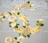 Lot #1401, CHANEL SILK CAMELLIA SCARF, 34" X 34"