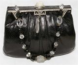 Lot#1418, JUDITH JACK LIZARD SKIN & MARCASITE HANDBAG, W 7"