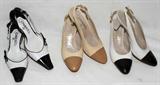 Lot #1484, CHANEL LEATHER LADIES' SLING BACKS, THREE PAIRS