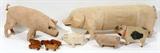 Lot #1499, PRIMITIVE FOLK ART FABRIC PIGS (5) & CARVED PIGS (5), L 4"-16"