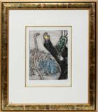 Lot #2019, MARC CHAGALL, ETCHING WITH HAND COLORING, #2/50, 11.6" X 9.1", "MOISE ET LE SERPENT"
