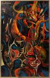 Lot #2018, GEROME KAMROWSKI (AMERICAN, 1914), OIL ON CANVAS, 39" X 24 1/2", 'INTERNAL MOTION'