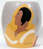 Lot #2028, R. C. GORMAN, CERAMIC VASE, 1982, #94/150, H 10", "THE JOKE"