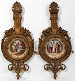 Lot #2057, ROYAL VIENNA PORCELAIN FRAMED PLAQUES, 19TH.C., PAIR, H 39", W 18"