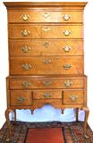 Lot #2060, AMERICAN MAPLE HIGHBOY, 18TH C., H 65", W 39"