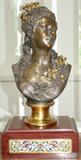 Lot #2105, ALBERT ERNEST CARRIER-BELLEUSE, BRONZE SCULPTURE, BUST OF LADY HANDLEMAN, H 18":  FRENCH 1824-1887