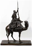Lot #2106, EMILE PINEDO [FRENCH 1840-1916], BRONZE SCULPTURE, H 29", L 21", "VEDETTE AU DÉSERT"