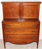 Lot #2164, AMERICAN HEPPLEWHITE CHERRY SECRETARY DESK, 19TH C., H 52", L 39", D 20 1/4"