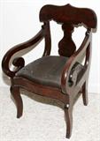 Lot #2170, AMERICAN EMPIRE CHILD'S CHAIR WITH HORSEHAIR SEAT, 19TH CENTURY, H 24 1/2", L 15"