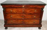 Lot #2174, JEAN-BAPTISTE GAMICHON,  FRENCH MAHOGANY & MARBLE TOP EMPIRE CHEST, C. 1820, H 38", L 58", D 24"