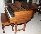 Lot #2172, WEBER DUO ART MAHOGANY BABY GRAND PLAYER PIANO, H 37 1/2", W 57 1/2", L 70"