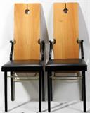 Lot #2178, PIERRE CARDIN (ITALY B.1922), MODERNIST 1983 CHAIRS, BURL LEMONWOOD, BLACK LACQUER & GILT METAL, PR.