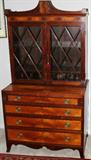 Lot #2175, SHERATON MAHOGANY SECRETARY DESK, C. 1800, H 73", W 39", D 20"