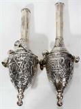 Lot#2192, STERLING SILVER TORAH FINIALS, PAIR, L 10 1/2"