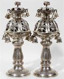 Lot #2193, VIENNESE .800 SILVER TORAH FINIALS, LATE 19TH C., H 13"