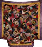 Lot #2347, CANADIAN/AMERICAN SILK CRAZY QUILT, 19TH CENTURY, 76" X 80"