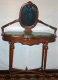 Lot #2365, MARBLE TOP WALNUT VANITY, 20TH C., H 55", L 39", D 31"