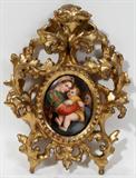 Lot #2395, PAINTING ON PORCELAIN MADONNA OF THE CHAIR 3" X 2 1/2"