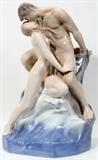 Lot #2426, ROYAL COPENHAGEN 'WAVE & ROCK' PORCELAIN FIGURE GROUP, H 19", W 12"
