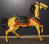 Lot #2, PAINTED & CARVED WOOD CAROUSEL HORSE, H 60", L 64"