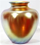 Lot #11, STEUBEN AMBER GLASS VASE, H 11", DIA 9"