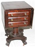 Lot #116, EMPIRE MAHOGANY THREE DRAWER STAND WITH PEDESTAL BASE, H 30", W 19", D 19"