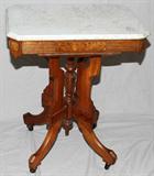 Lot #282, VICTORIAN WALNUT MARBLE TOP TABLE, CIRCA 1890, H 21", W 26", L 18"