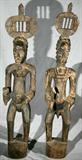Lot #324, WOOD CARVED AFRICAN FERTILITY STATUES, 2 PCS., H 57"