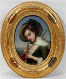 Lot #1001, BERLIN KPM PORCELAIN PLAQUE, C. 1900, 9" X 6", GIRL WITH FLUTE