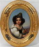 Lot #1002, BERLIN KPM PORCELAIN PLAQUE, C. 1900, 9" X 6", BOY WITH FLUTE