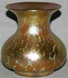 Lot #1017, QUEZAL IRIDESCENT GLASS VASE, C. 1900, H 4", DIA 4"