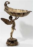 Lot #1023, CONTINENTAL GILT METAL NAUTILUS COMPOTE, C. 1900, H 18", W 11"