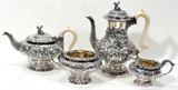 Lot #1026, GEORGE III STERLING TEA & COFFEE SET, JOS. CRADDOCK & WM. REID, LONDON, 1818-19, FOUR PIECES