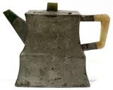 Lot #1047, CHINESE PEWTER TEAPOT WITH JADE HANDLE & SPOUT, H 4.5", ANTIQUE