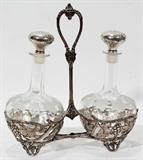 Lot #1079, GORHAM SILVER AND CRYSTAL CRUETS, C. 1880, H 10 1/2"