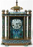 Lot #1374, FRENCH STYLE CLOISONNÉ MANTEL CLOCK, H 18 1/4", W 12 1/2"