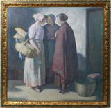 Lot #2010, MYRON BARLOW (AMERICAN, 1873 - 1937), OIL ON CANVAS, 40" X 40", THE GOSSIPS