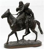 Lot#2026, IEVGUENI-ALEXANDRO LANCERAY, BRONZE SCULPTURE, H 14 1/2", L 14 1/2", 'COSSACK'S SWEETHEART'
