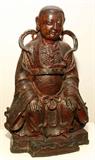 Lot#2030, SOUTHERN CHINESE RED LACQUER FINISH, BRONZE BUDDHIST DIETY, C. 1500, H 10"